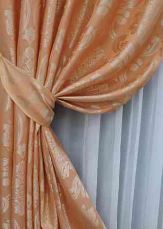 Комплект готовых штор VR-Textil Жаккард Лион № 608ш Оранжевый 150х270 см 2 шт (30-374) Киев