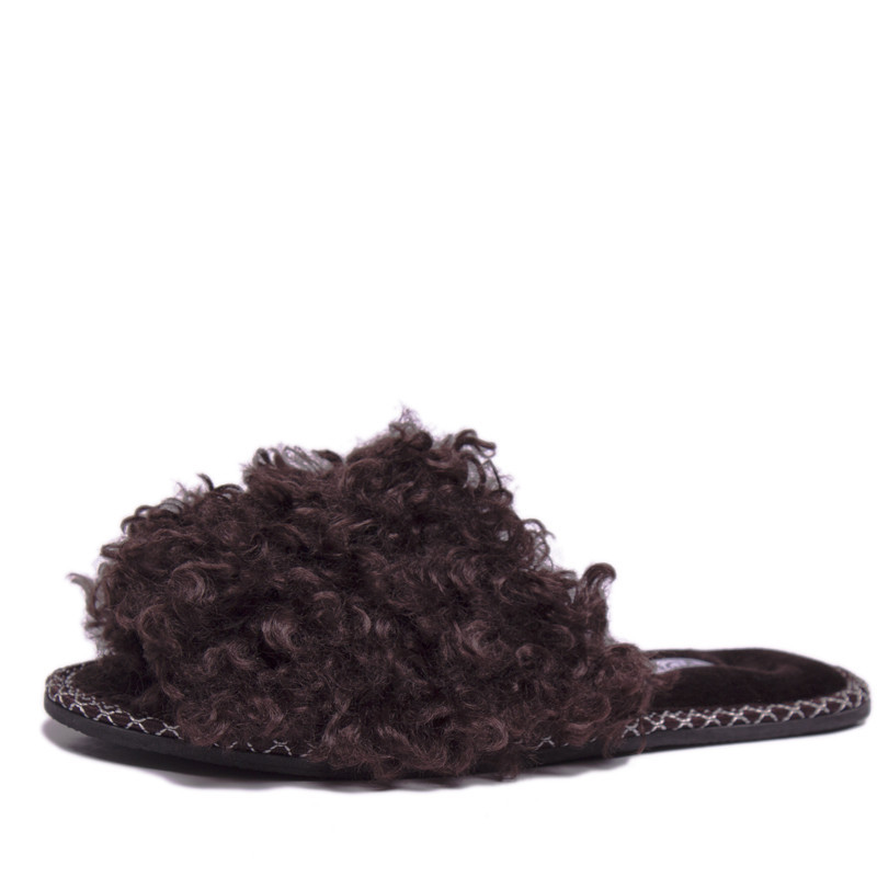 Тапочки женские открытые PaGо коричневый мех барашек  Распродажа Одесса - изображение 3