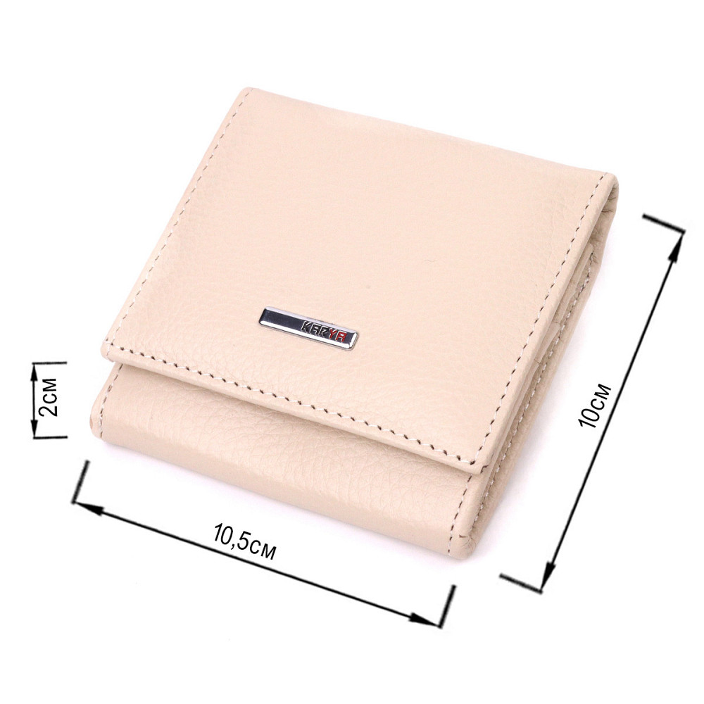 Маленький женский кошелек с монетницей из натуральной кожи KARYA 21377 Молочный Киев - изображение 3