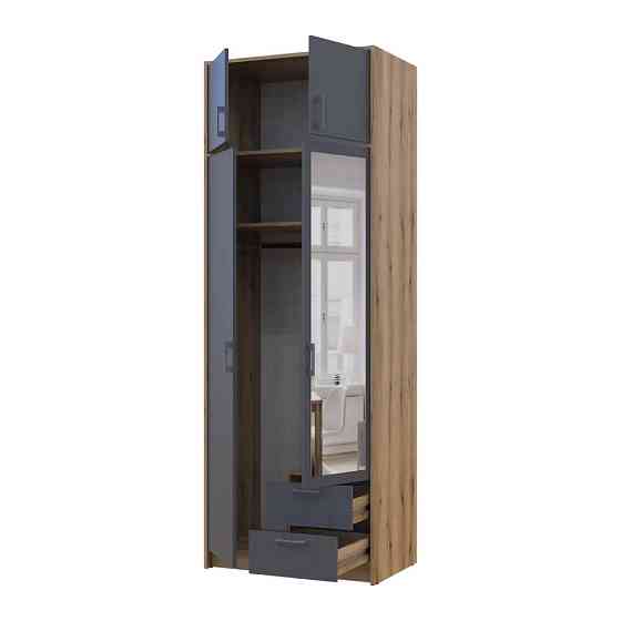 Шкаф для одежды Doros Ронди с антресолью и зеркалом Дуб Артизан/Графит 2ДСП 82х52х236 DRS-011675 (80737810) Днепр
