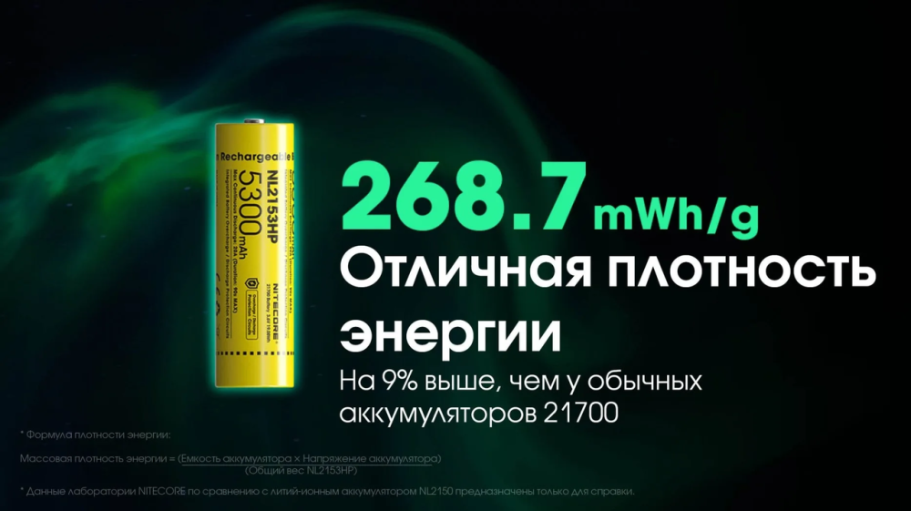 Аккумулятор Li-Ion 21700 Nitecore NL2153HP 3.6V 5300mAh защищенный (Желтый) Винница - изображение 8