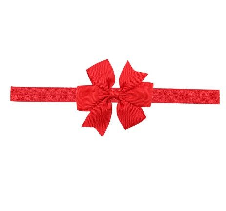 Детская красная повязка с бантиком - на резинке, окружность от 30см до 48см, бант 9см Киев - изображение 1