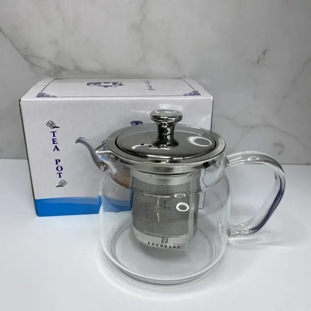 Скляний заварник 800 мл пірамідальної форми, термостійкий, з фільтром із нержавіючої сталі Одеса - фото 1