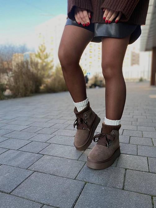 Угги жіночі HENGJI T007-7 шоколадні (зима, замша натуральна) (6163) Коломыя - изображение 5