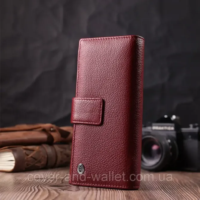 Женское кожаное портмоне на кнопке бордового цвета ST Leather Киев - изображение 7