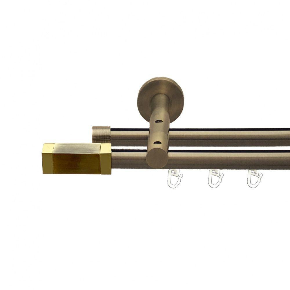 Карниз Orvit Квадро металевий дворядний реверсивний профільна труба  Антик 19\19 мм 200 см (00-00013433) Львов - изображение 1