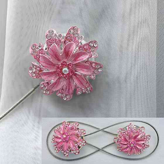 Магніти для штор та гардин "Flowers" набір 2 шт Рожевий (81-213) Київ