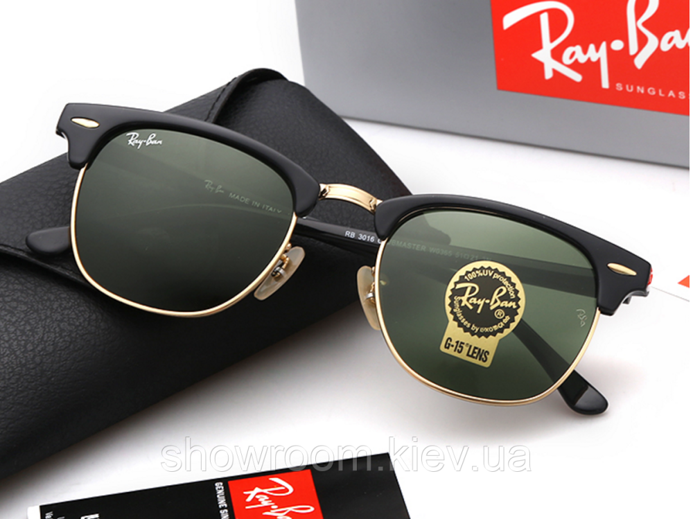 Жіночі сонцезахисні окуляри RAY BAN 3016 clubmaster black LUX Київ - фото 2