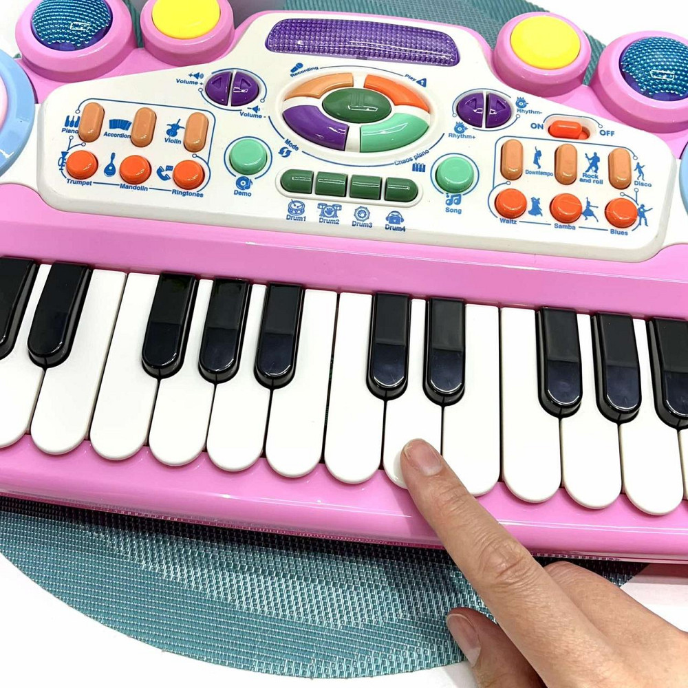 Синтезатор дитячий 24 клавіші музика світло запис 6 ритмів Рожевий (CY-6032B) Чернигов - изображение 7