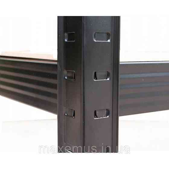 Стеллаж металлический полочный 180х90х40 Металлический стеллаж в подвал макс. 175 кг на полку МДФ черный Мостиська