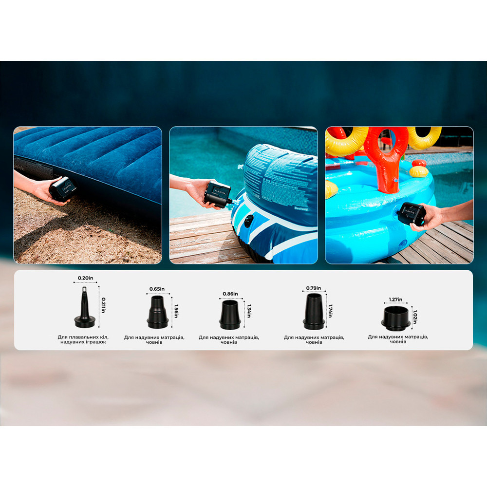 Портативний повітряний насос Flextail Evo Pump 3, 1000 л/хв, помаранчевий Київ - фото 8