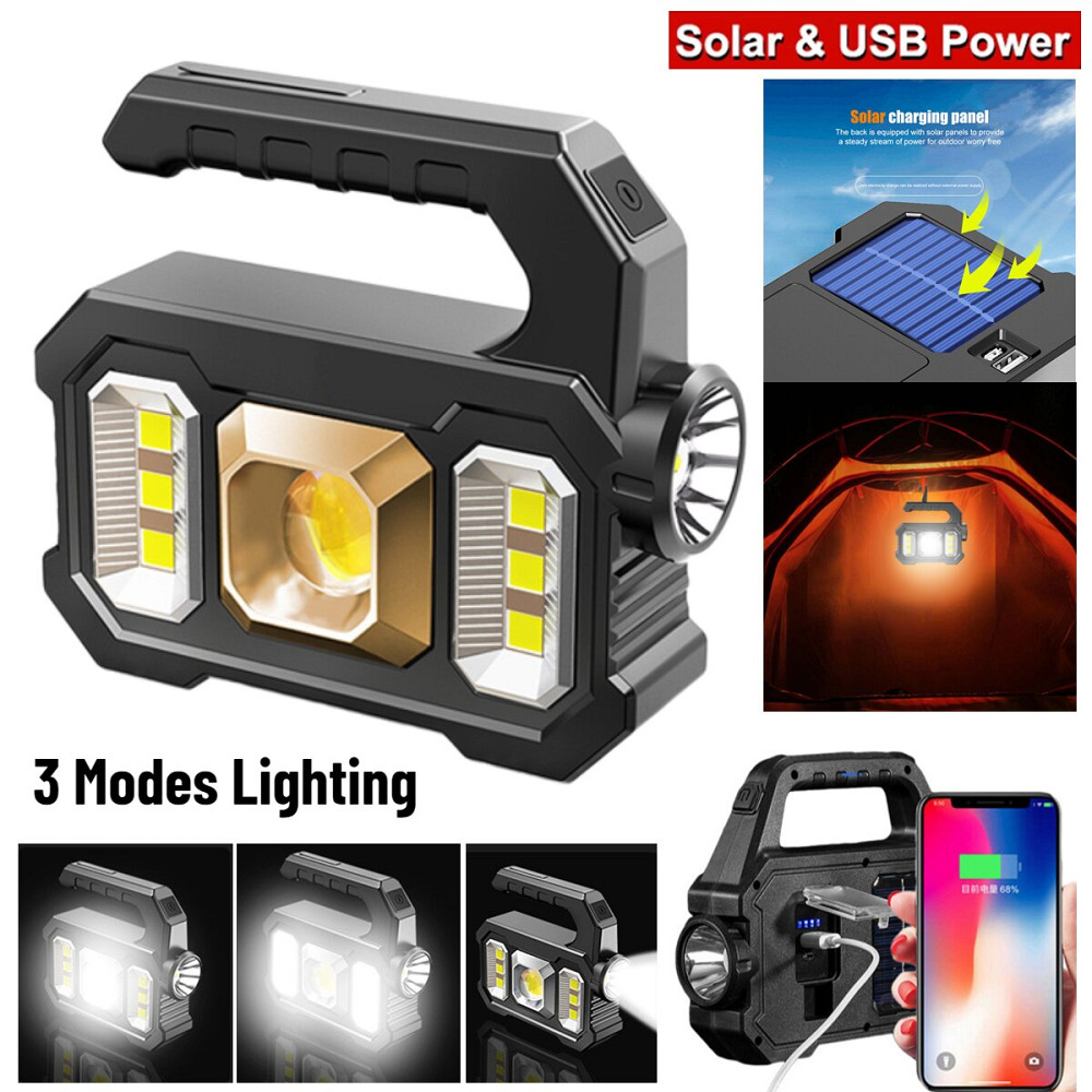 Світлодіодний ручний ліхтар Starnearby з акумулятором, на сонячній батареї (З золотистою вставкою) Миколаїв - фото 3