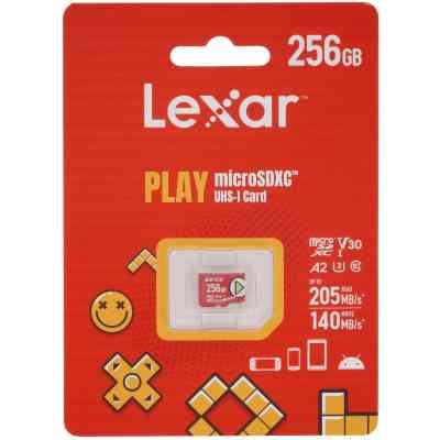 Карта пам&apos;яті Lexar 256GB microSDXC class 10 UHS-I U3 V30 A2 Play (LMSPLAY256G-BNSNG) Вінниця