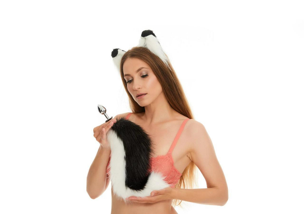 Анальный хвост собаки без пробки, Черный с белым, OKOVA30 см. Sex Aura Киев - изображение 3