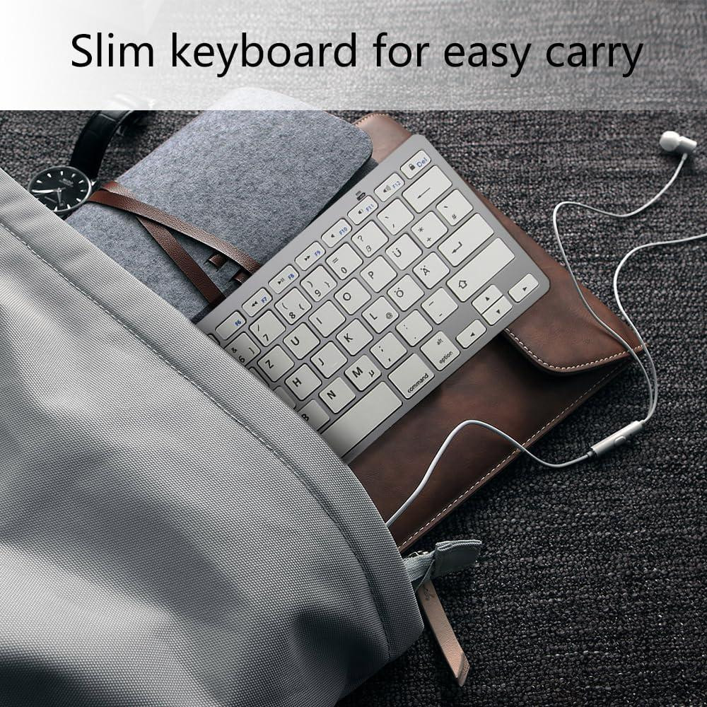 Беспроводная Bluetooth клавиатура 78 клавиш, серебристая, QWERTZ, для ноутбука, планшета, iOS Android Windows Киев - изображение 4