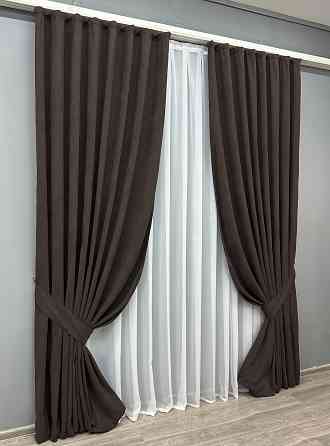 Комплект готових штор VR-Textil Мікровелюр Petek № 1829ш Венге 150х290 см 2 шт (33-0815) Київ