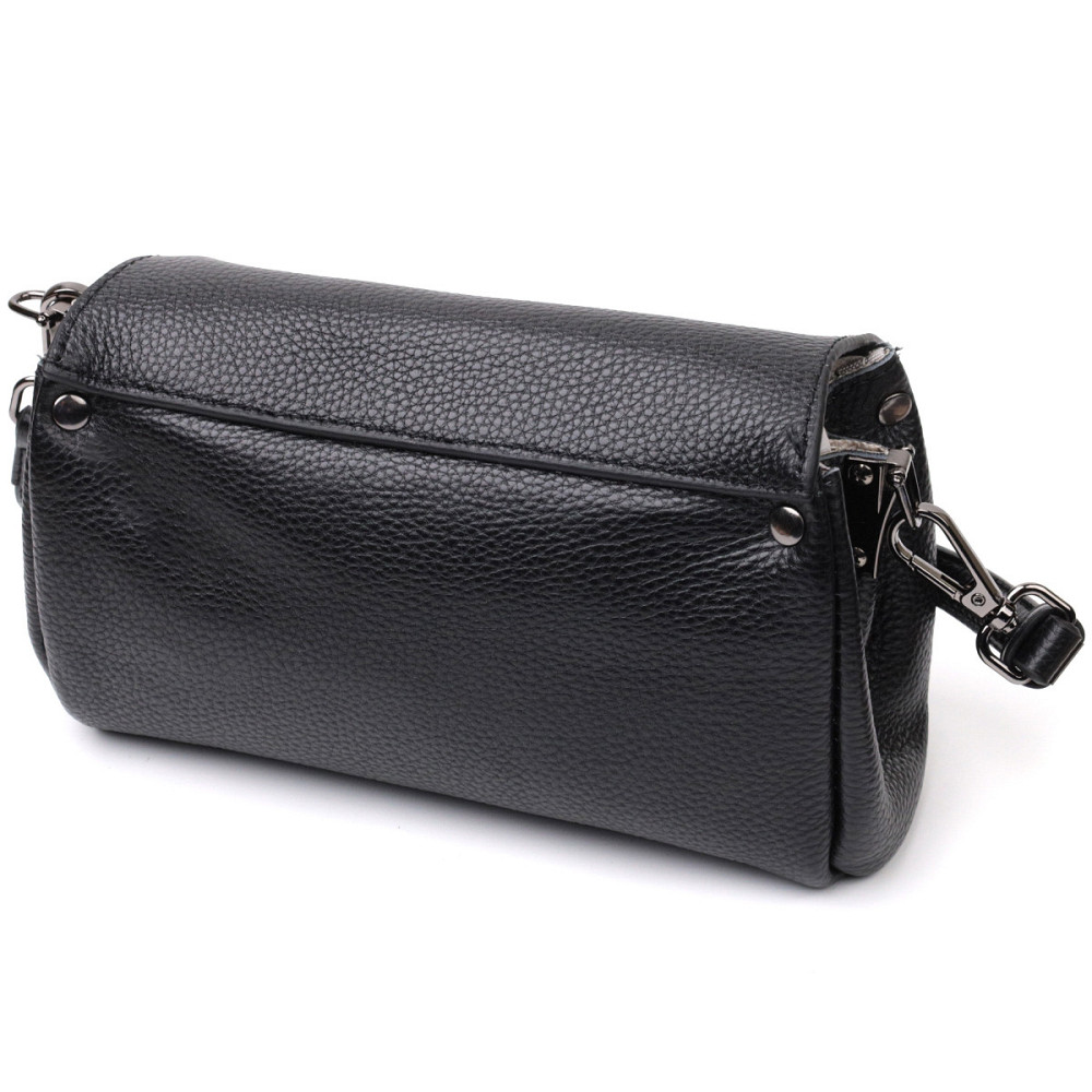 Женская кожаная сумка с треугольным клапаном Vintage 22254 Черная Киев - изображение 2