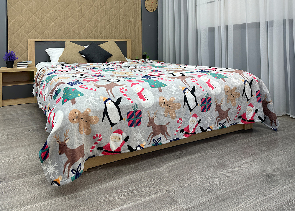 Плед-покривало Decorator WellSoft 150х210 см з різдвяним принтом Сірий (87-285) Київ - фото 4