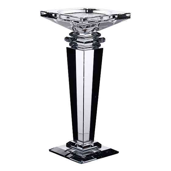Підсвічник скляний на високій ніжці 9.5×9.5×22.5 см декоративний прозорий HP-4-53M Київ