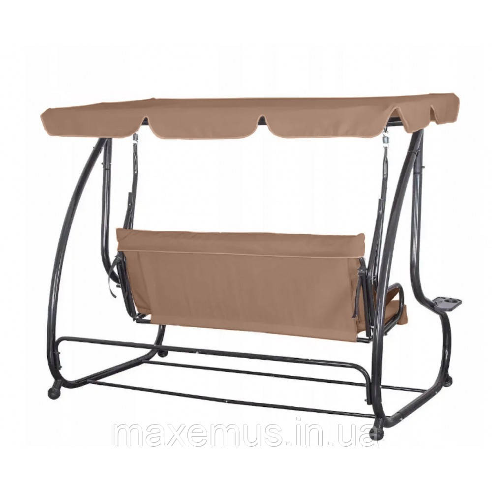 Садовые качели Bonro Garden BW002 раскладная 3-х местная качели для сада и террасы коричневая Мостиська - фото 12