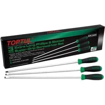 Набор отверток Toptul 3шт. PH1x250, PH2x250, SL5,5x400 (GAAE0305) Винница - изображение 2