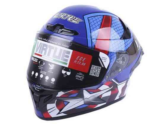 Шолом мотоциклетний інтеграл MD-821, синій із зіркою, size S Мукачево