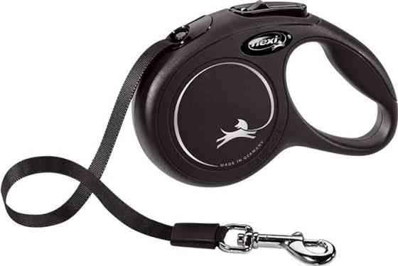 Повідець-рулетка Flexi New Classic L стрічка 8м до 50кг (Чорний) Вінниця