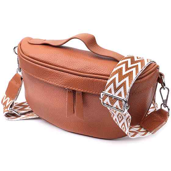 Стильна сумка жіноча через плече в класичному кольорі з натуральної шкіри Руда (Vintage) Київ