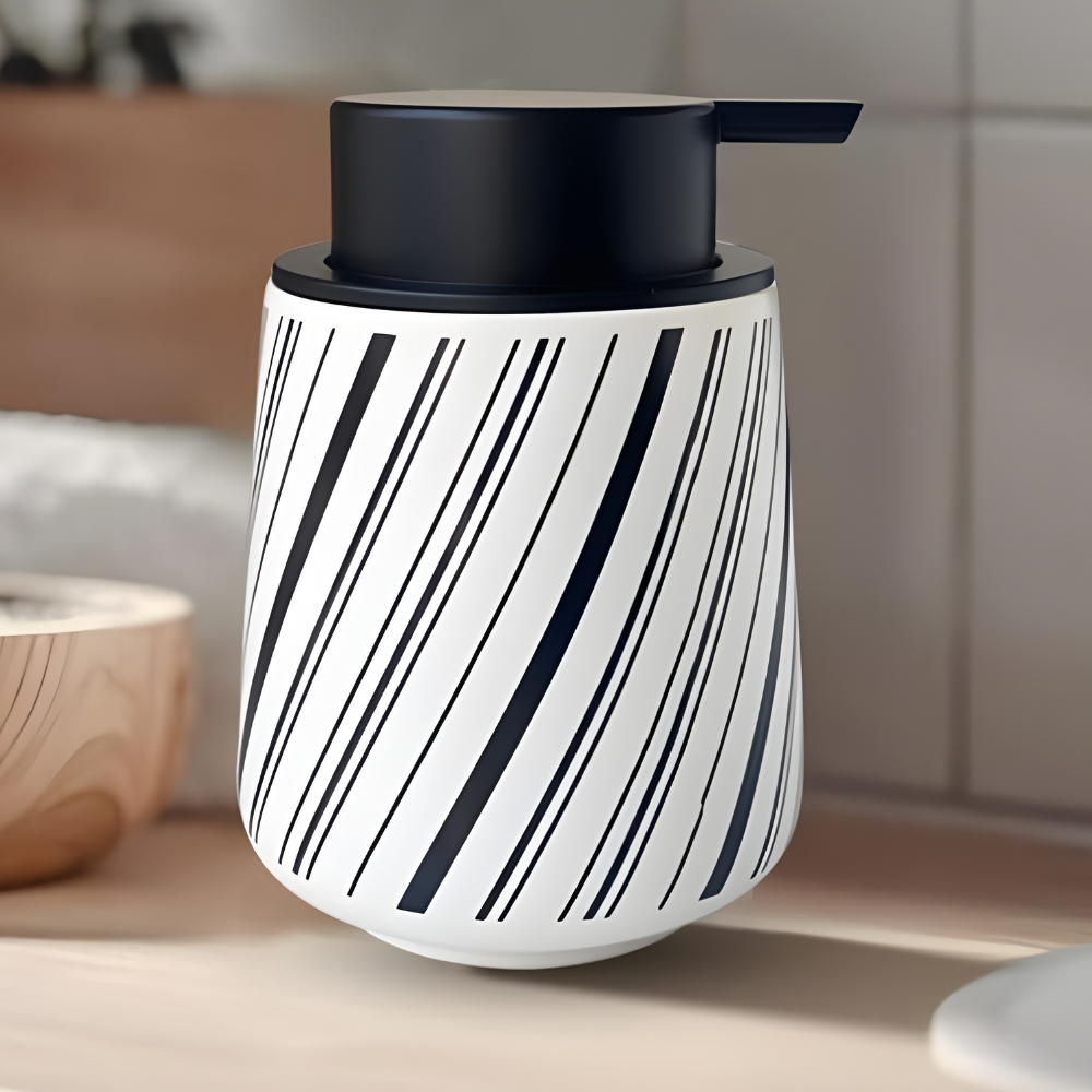 Диспенсер-дозатор для мыла керамический для ванной и кухни 350 мл, для жидкого мыла и моющего средства, белый Каменец-Подольский - изображение 1