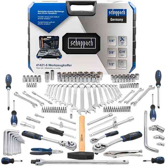 Набор инструментов, 1/2", 3/8", 1/4", 142 предмета SCHEPPACH SCH-41421-5 Одеса