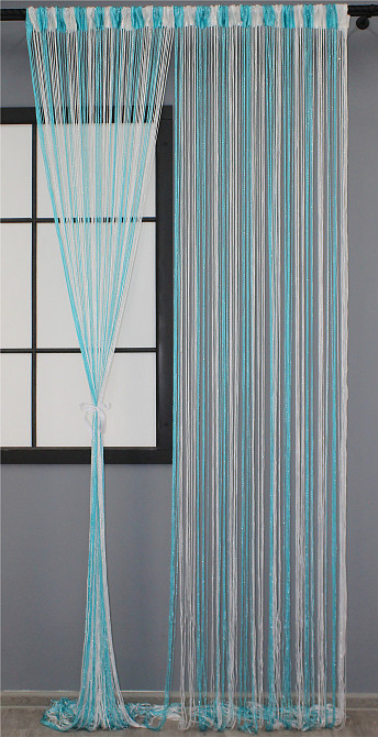 Штори-нитки з люрексом Лазурний з білим 300х300см 1 шт (61-028) Київ - фото 2