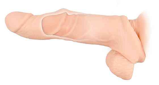Подовжуюча насадка - Nature Skin Penis Sleeve With Extension Sex Aura Київ