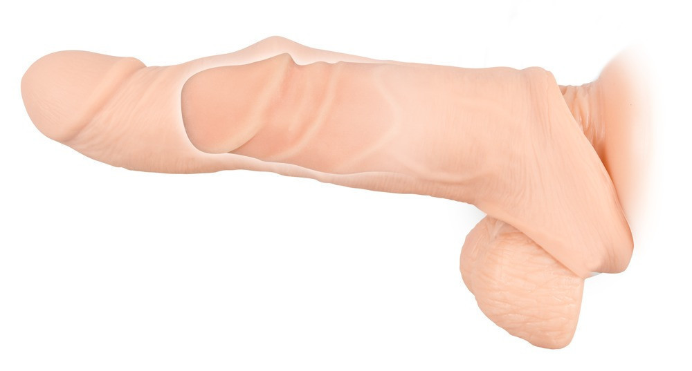 Подовжуюча насадка - Nature Skin Penis Sleeve With Extension Sex Aura Київ - фото 4