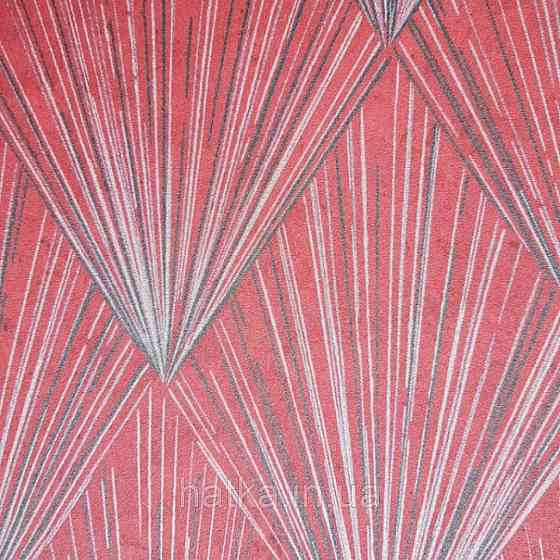 Шпалери вінілові на флізелін AS creation Metropolitan II геометрія сріблясті промені смуги на бордовому 3д Київ