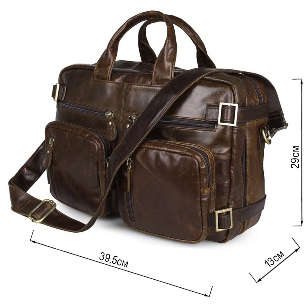 Шкіряна сумка трансформер для роботи поїздок та міста Vintage 14074 Коричнева Київ - фото 13