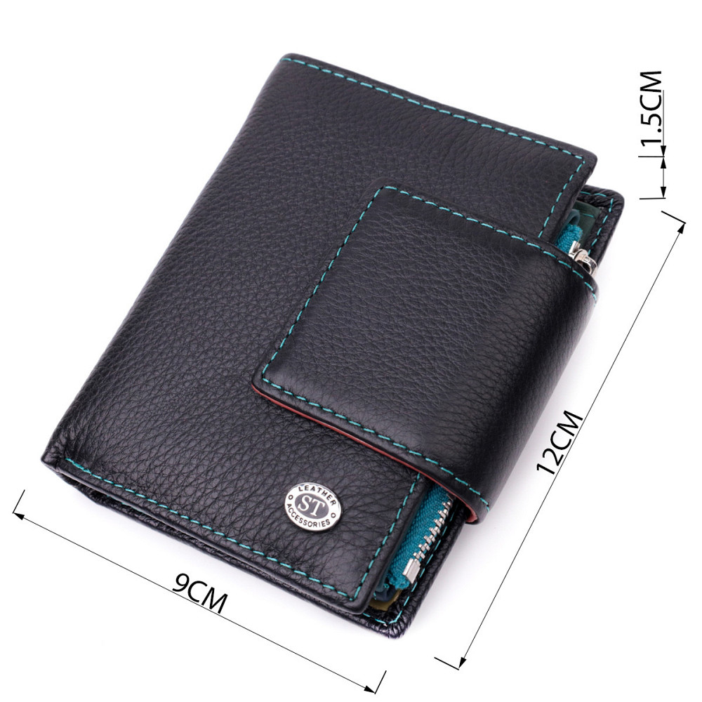 Портмоне для женщин в классическом цвете с интересной монетницей Черный (ST Leather) Киев - изображение 8