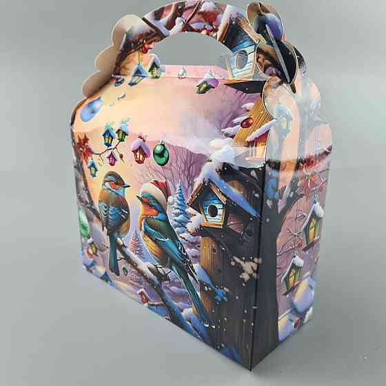 Новогодняя подарочная картонная упаковка для конфет (800грм) №207 