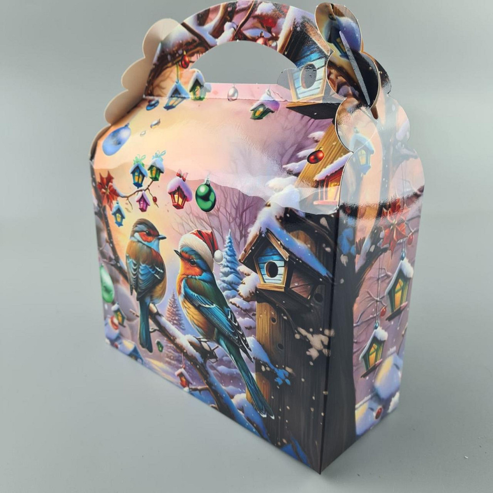 Новорічна подарункова картонна упаковка для цукерок (80 гм) No207 "Зимові синички" (1 шт.) Харків - фото 4