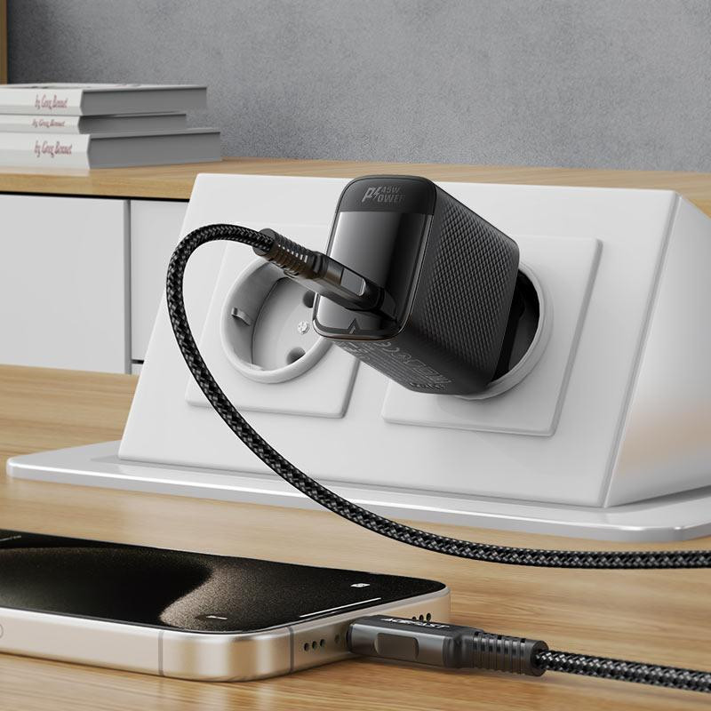 Мережевий зарядний пристрій ACEFAST A112 PD45W GaN single USB-C charger (EU) Black Одеса - фото 6