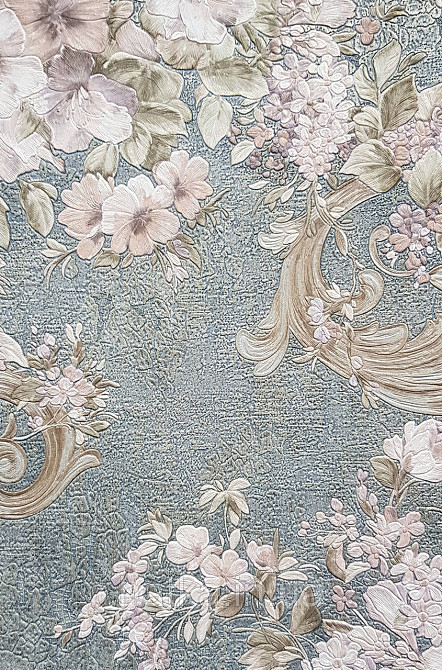 Шпалери вініл на флізеліні AdaWall Signature1.06х10 квіти гілки листя структурне рожеве бузкове золото 3д Київ - фото 2