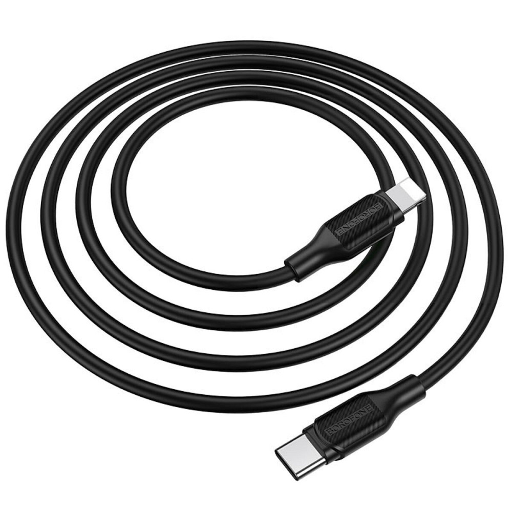 Кабель BOROFONE BX42 USB to iP 2.4A, 1m, silicone, TPE connectors, Black Киев - изображение 2