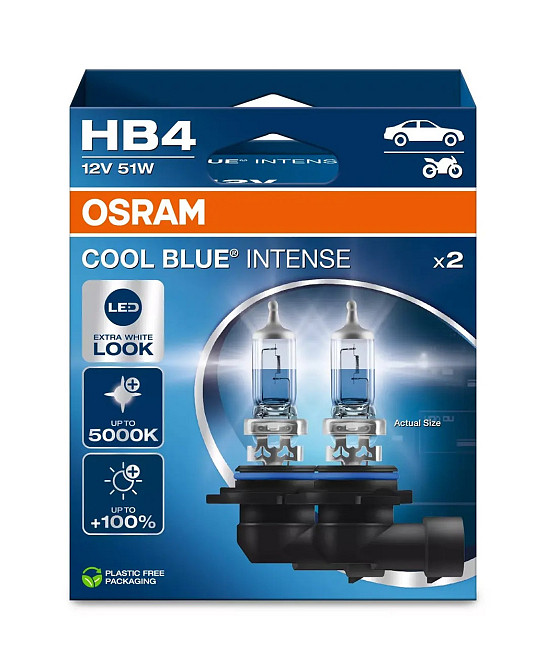 Комплект галогенових ламп OSRAM HB4 9006CBN-2HB Cool Blue Intense NG +100% 5000K 51W 12V P22d (2 шт) Харків - фото 1