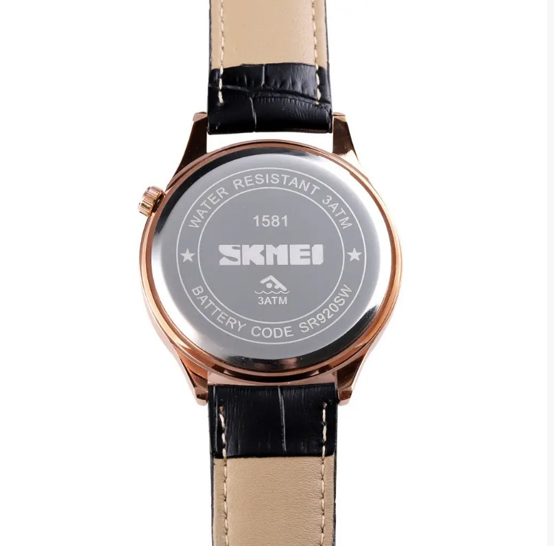Мужские кварцевые часы Skmei 1581 Prestige черные с розовым Винница - изображение 7