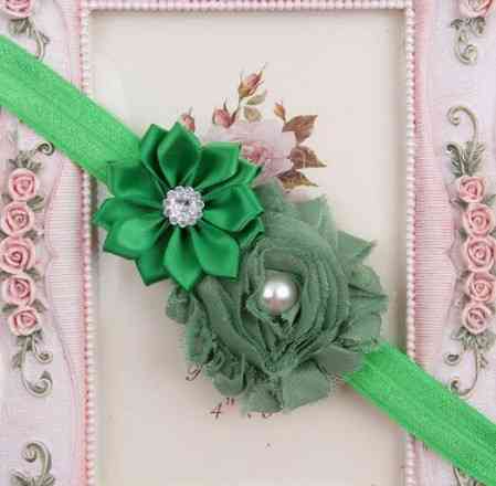 Пов'язка на голову дитяча зелена - розмір декору 9см, розмір універсальний (на резинці) Київ