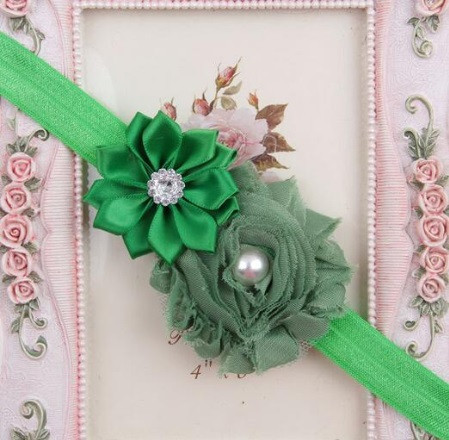 Пов'язка на голову дитяча зелена - розмір декору 9см, розмір універсальний (на резинці) Київ - фото 1