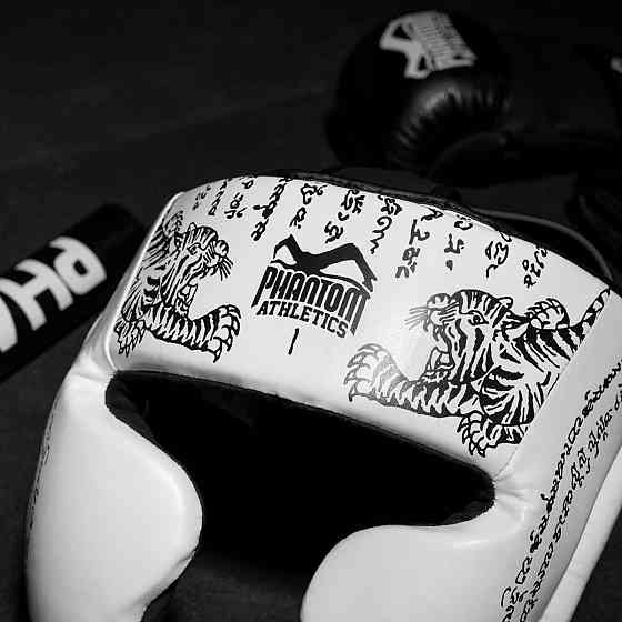 Боксерський шолом Phantom Muay Thai Full Face White (капа в комплекті) Кам'янське
