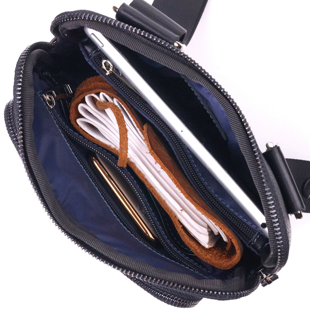 Чоловіча сумка із комбінованої натуральної шкіри SHVIGEL 18720 Чорна Київ - фото 7