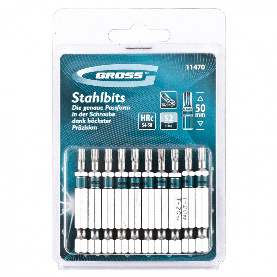 Набір біт TORX 20х50, сталь S2, 10 шт GROSS Полтава - фото 1