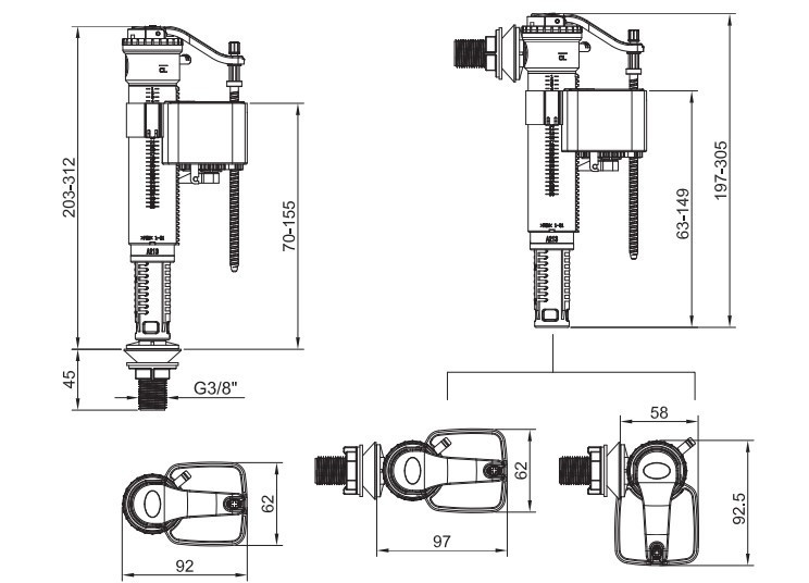 Арматура НАПОЛНИТЕЛЬНАЯ KOER KT-0101-3/8