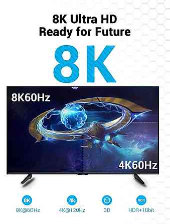 Відеоадаптер відео перехідник адаптер Vention HDMI-HDMI, 1.5 м, v2.1, AANBG Одеса